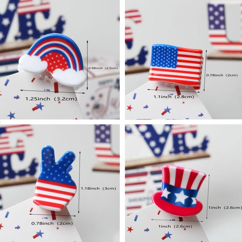 Cuizhiyu 8PK Small 4th of July Hair Claw Clips for Girls Women Flag Hair Clips Cute Independence Day Hair Accessories - Image 3